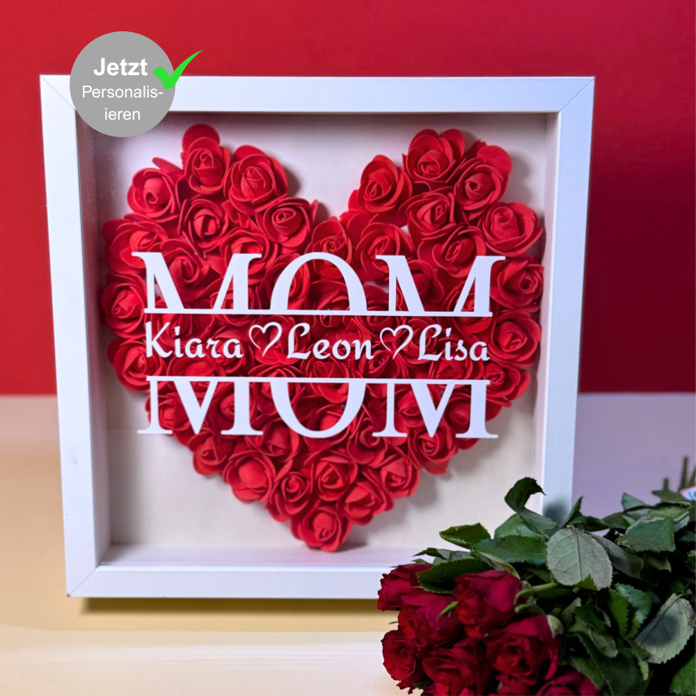 Personalisierter Herz-Rosenrahmen für Mama